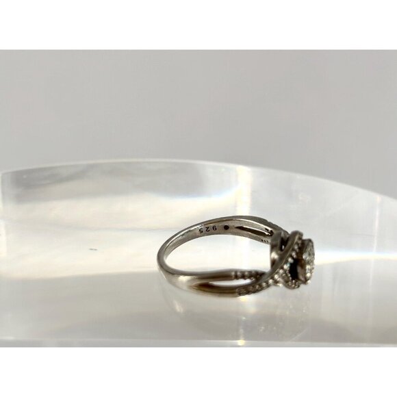 Crossover Cluster Cubic Zirconia Gemstone Vintage Sterling Silver Ring - sz 6.5 - Picture 6 of 10